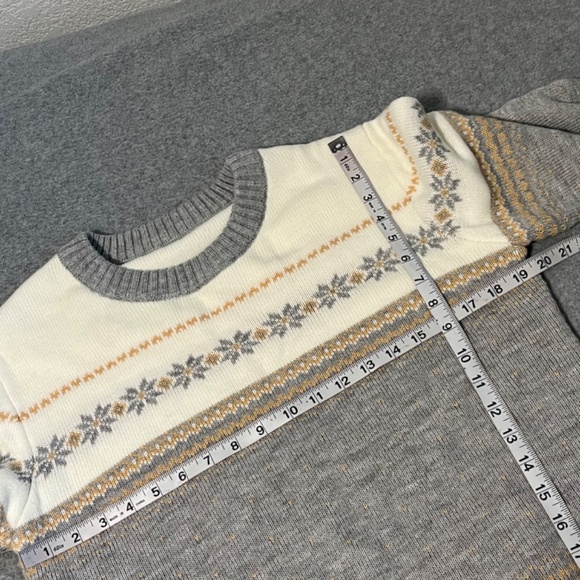 Fair Isle Ivory Gray Sweater Womens Large Academia Preppy Winter - Picture 3 of 10